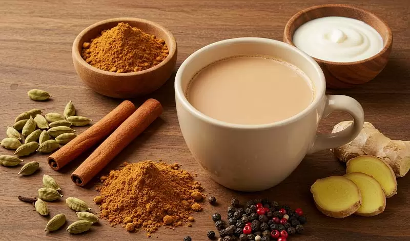 ترکیبات معطر و تازه چای ماسالا قهوه ارم شامل هل، دارچین، زنجبیل و میخک
