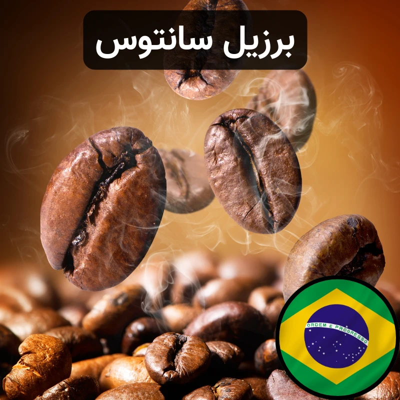 دانه‌های قهوه عربیکا برزیل تازه برشته شده با عطر دلنشین شکلات و آجیل