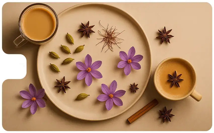 دو فنجان چای در کنار هم؛ یکی چای کرک با رنگ روشن تر و دیگری چای ماسالا با رنگ تیره تر